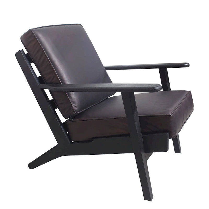 Handcrafted Mango Wood Accent Chair with Buffalo Leather Cushions