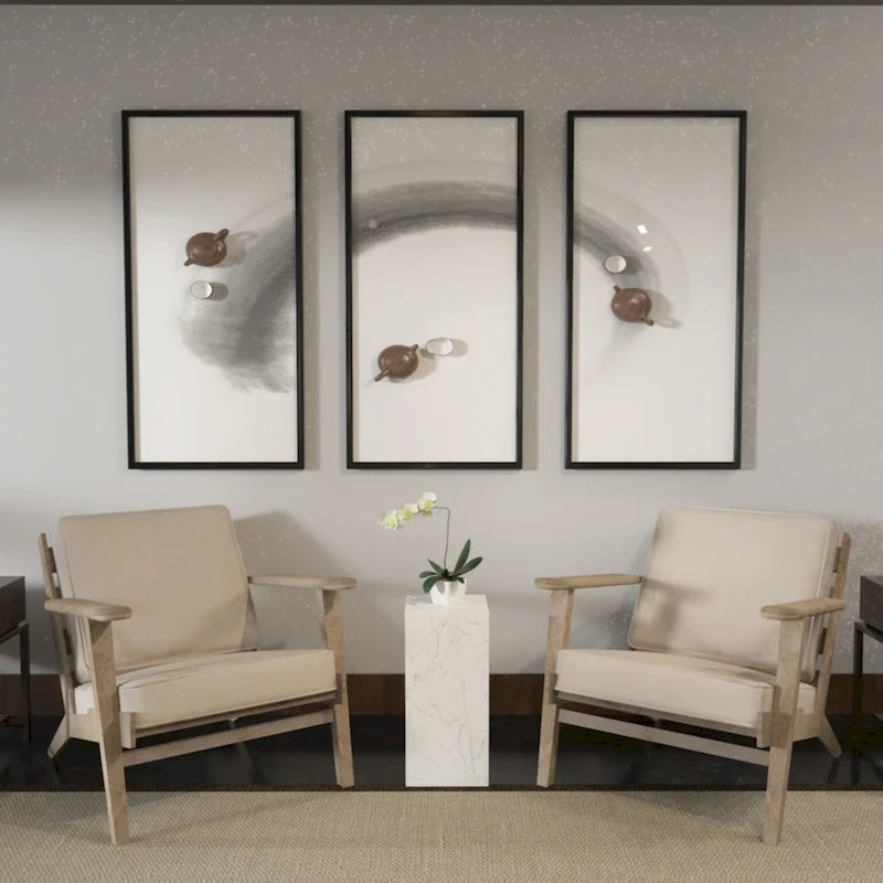 Handcrafted Mango Wood Accent Chair with Buffalo Leather Cushions