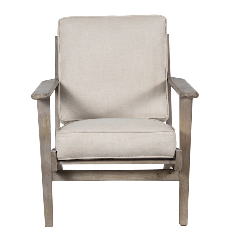 Handcrafted Mango Wood Accent Chair with Buffalo Leather Cushions