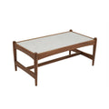 Genuine Marble Top Coffee Table with Walnut Wood Base