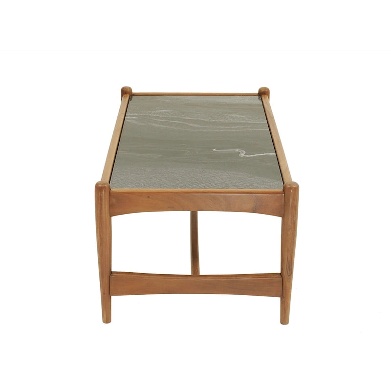 Genuine Marble Top Coffee Table with Walnut Wood Base