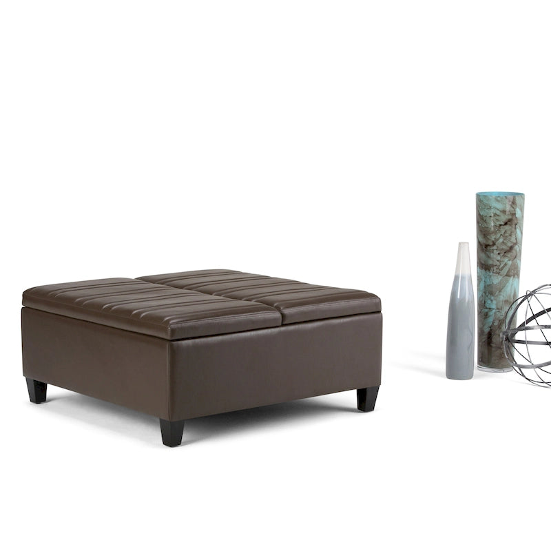 36 Inch Wide Square Storage Ottoman Coffee Table