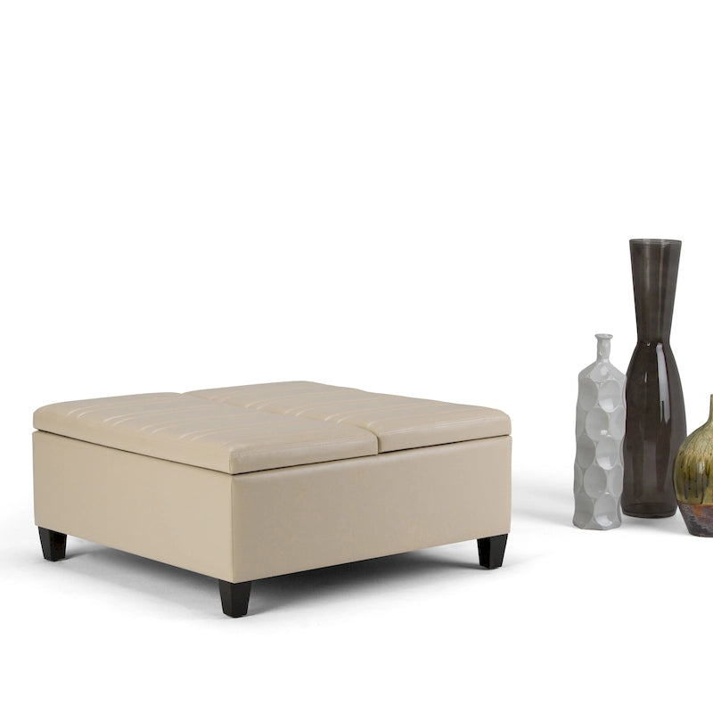 36 Inch Wide Square Storage Ottoman Coffee Table