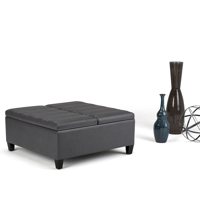 36 Inch Wide Square Storage Ottoman Coffee Table