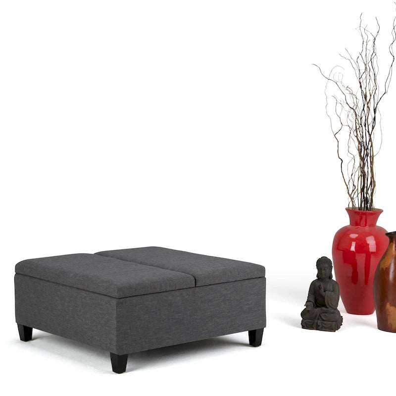 36 Inch Wide Square Storage Ottoman Coffee Table