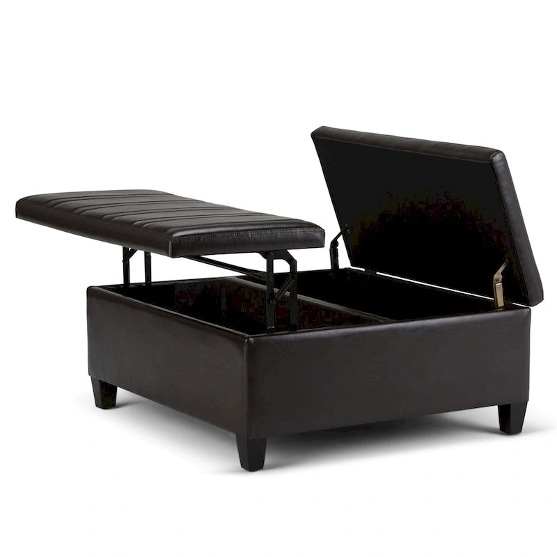 36 Inch Wide Square Storage Ottoman Coffee Table