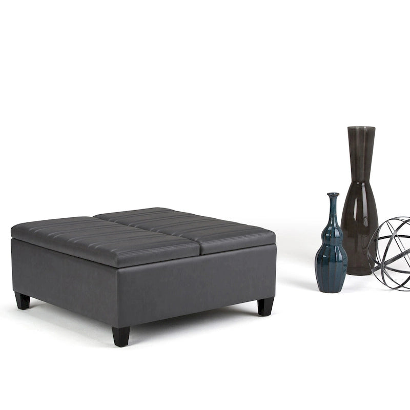 36 Inch Wide Square Storage Ottoman Coffee Table