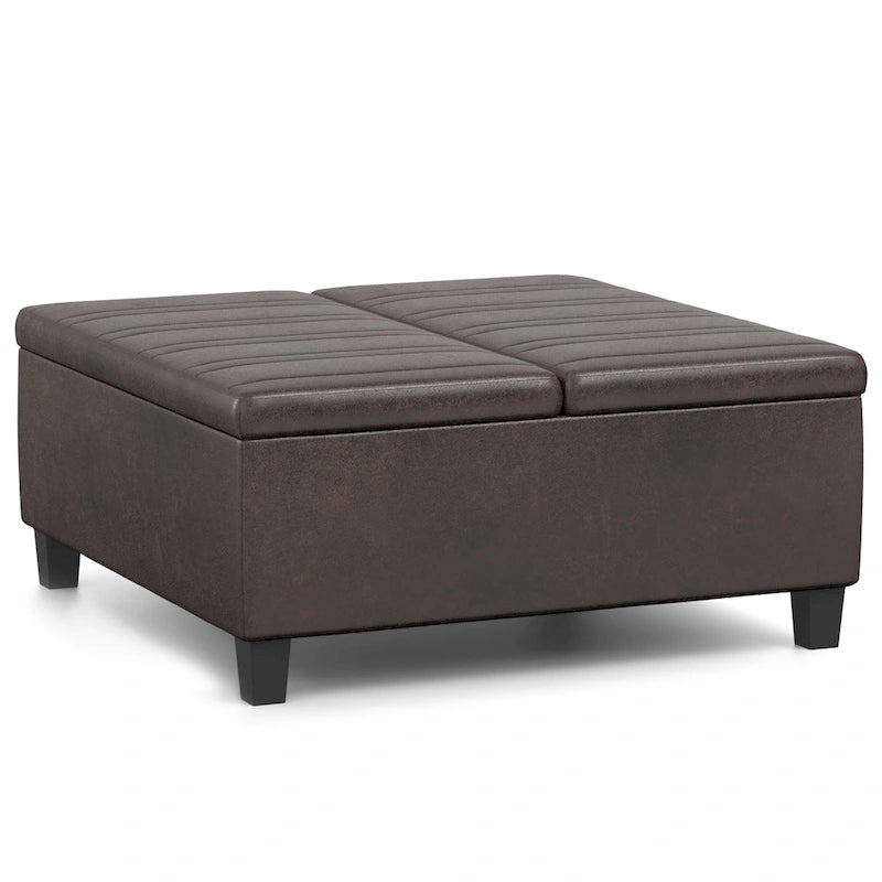 36 Inch Wide Square Storage Ottoman Coffee Table