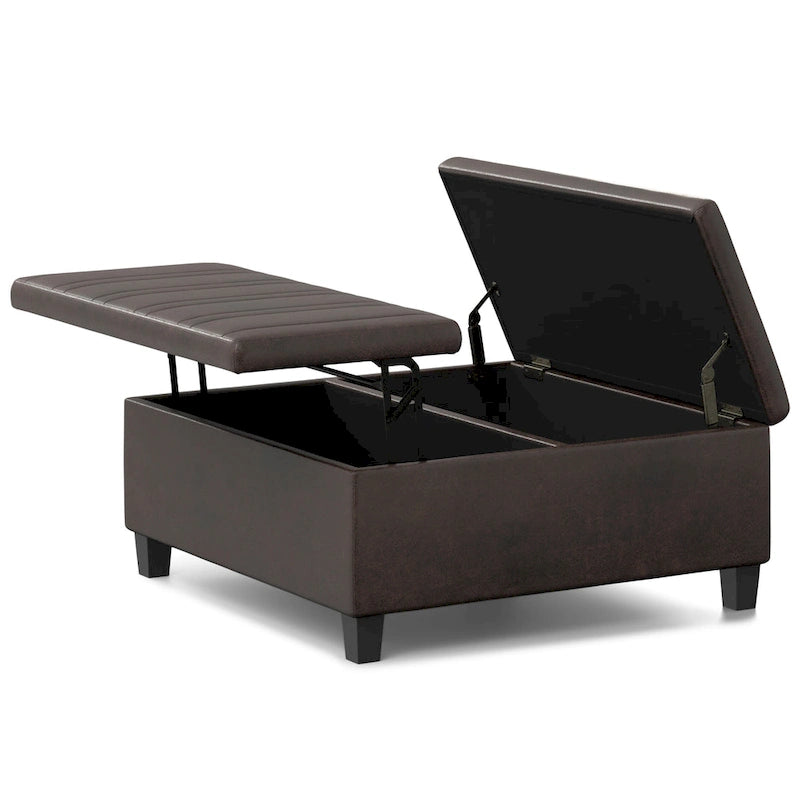 36 Inch Wide Square Storage Ottoman Coffee Table