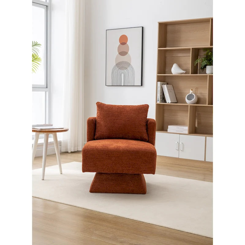 Chenille 360-Degree Swivel Accent Chair for Living Room or Bedroom