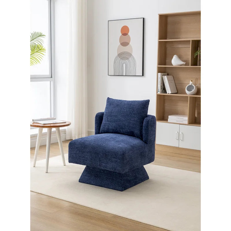 Chenille 360-Degree Swivel Accent Chair for Living Room or Bedroom