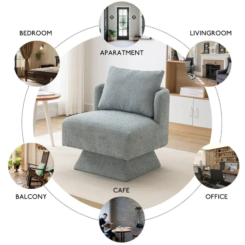 Chenille 360-Degree Swivel Accent Chair for Living Room or Bedroom