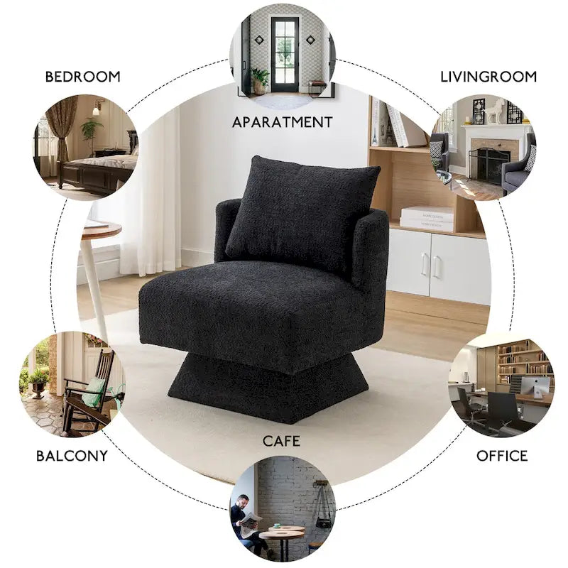 Chenille 360-Degree Swivel Accent Chair for Living Room or Bedroom
