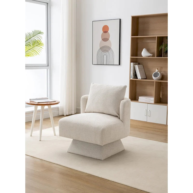 Chenille 360-Degree Swivel Accent Chair for Living Room or Bedroom