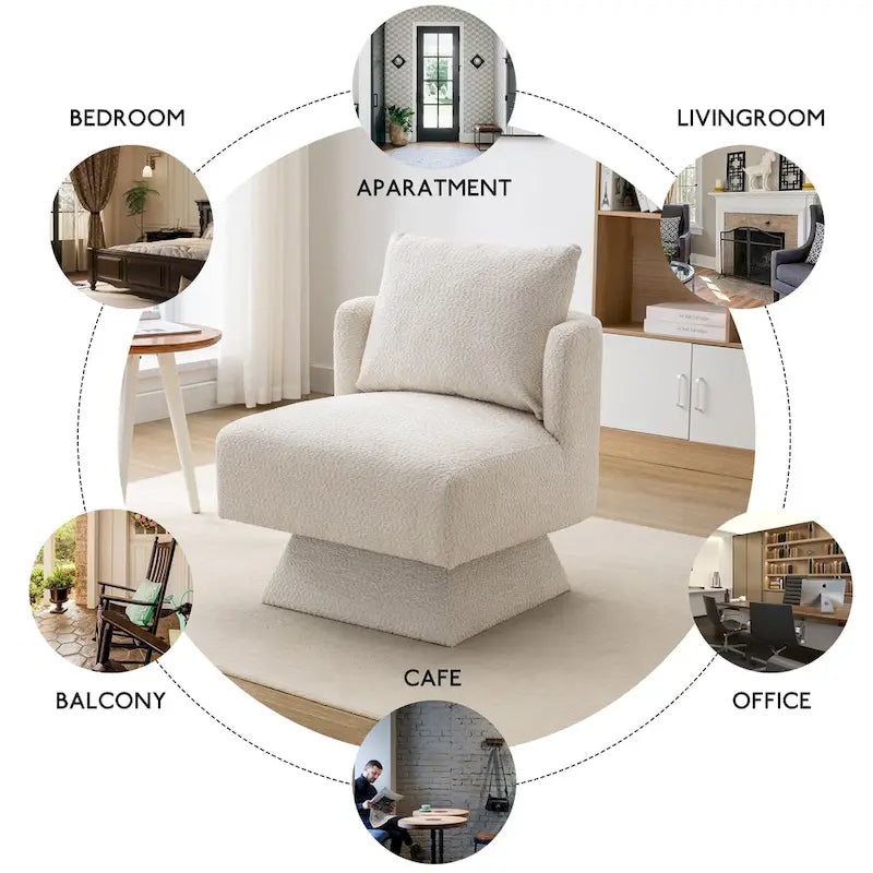 Chenille 360-Degree Swivel Accent Chair for Living Room or Bedroom