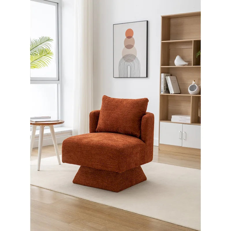 Chenille 360-Degree Swivel Accent Chair for Living Room or Bedroom