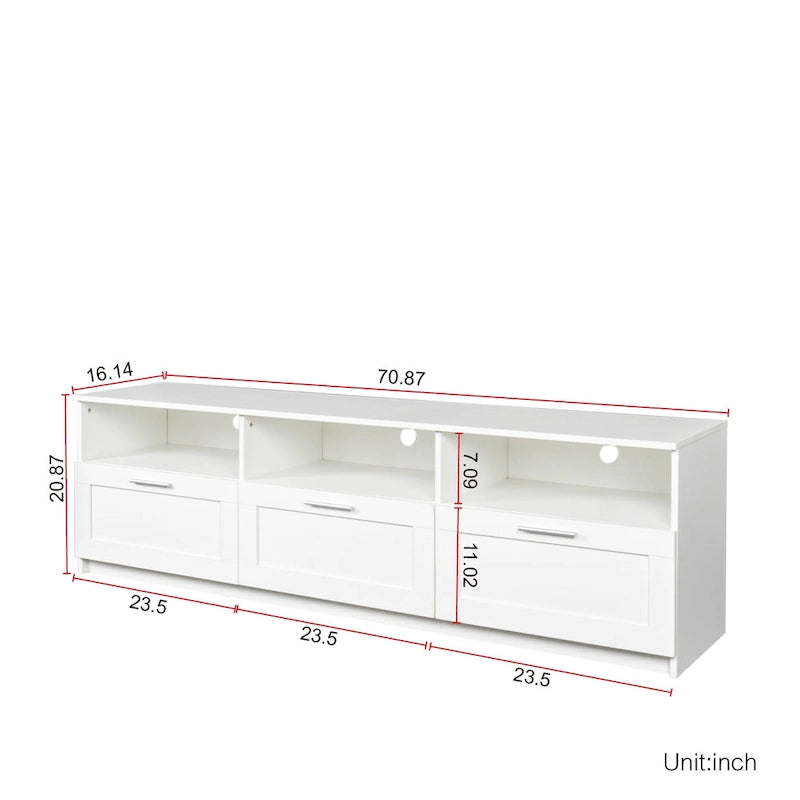 70.87 Inch TV Cabinet with 3 Storage Drawers for Living Room