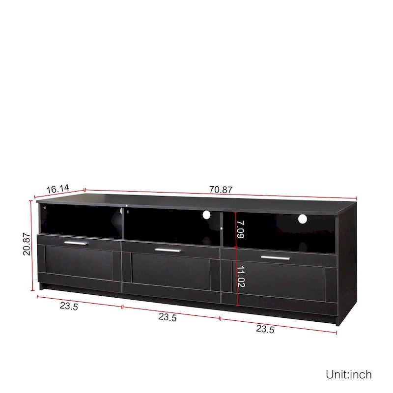 70.87 Inch TV Cabinet with 3 Storage Drawers for Living Room