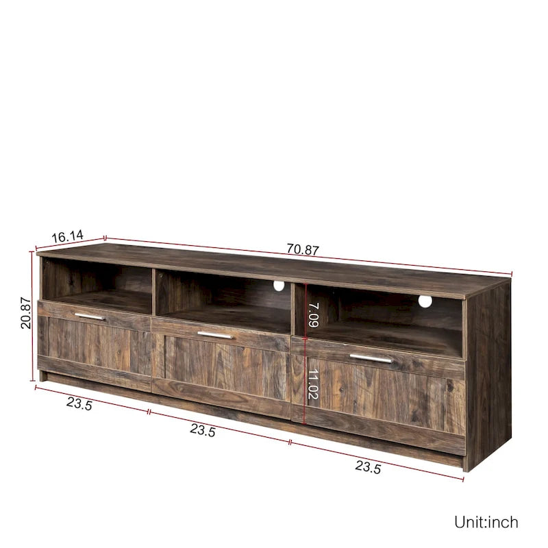 70.87 Inch TV Cabinet with 3 Storage Drawers for Living Room