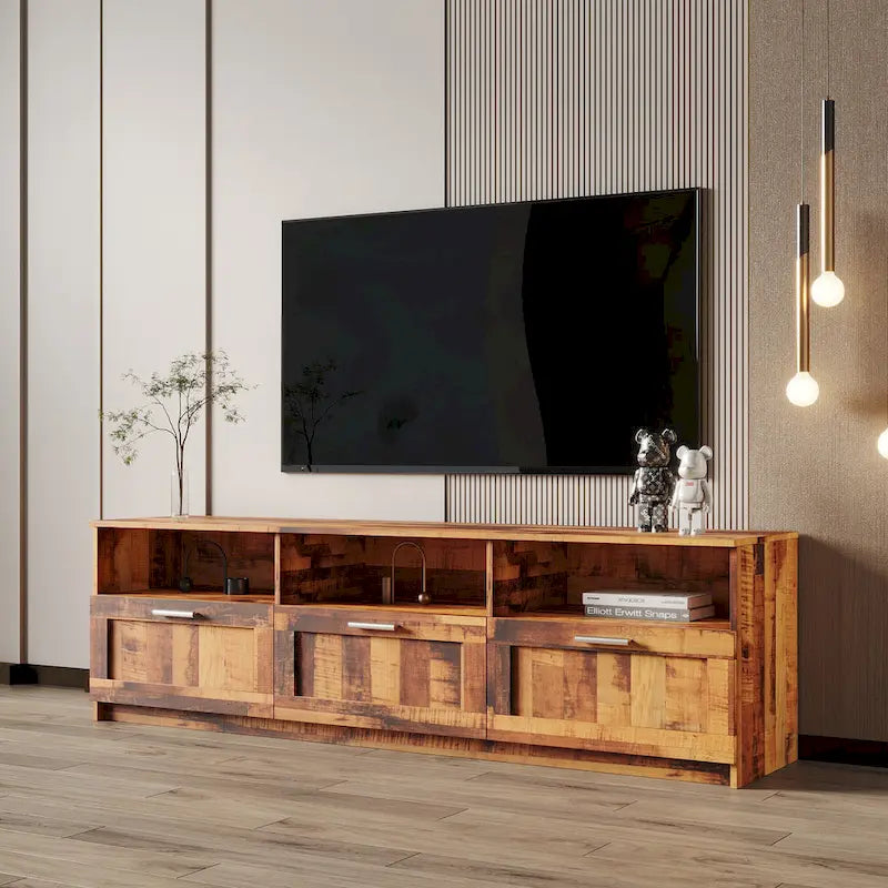 70.87 Inch TV Cabinet with 3 Storage Drawers for Living Room