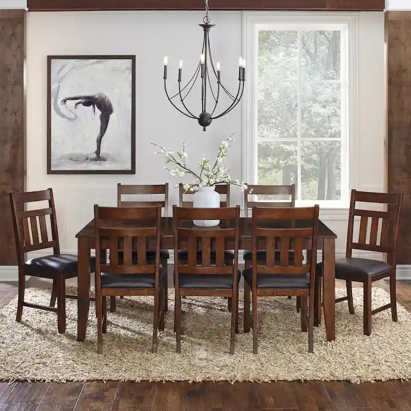 Honey Wood Dining Chairs Set of 2 with Faux Leather Seat