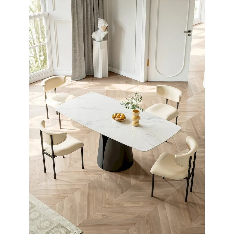 Modern Dining Table with Rectangle White Slate Top