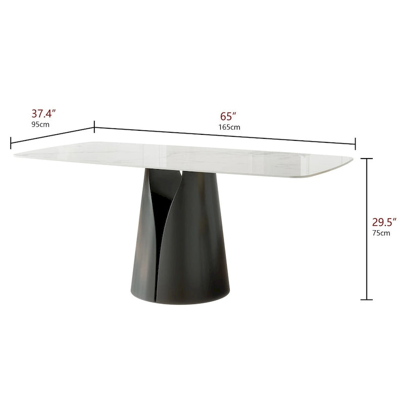 Modern Dining Table with Rectangle White Slate Top