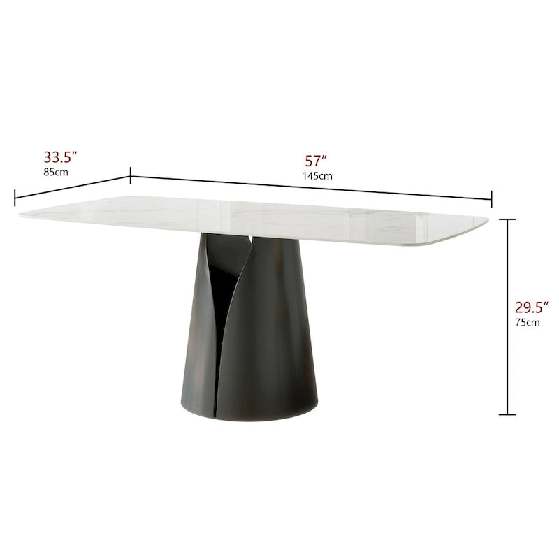Modern Dining Table with Rectangle White Slate Top