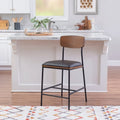 25 Inch Metal Faux Leather Counter Stool for Kitchen or Bar