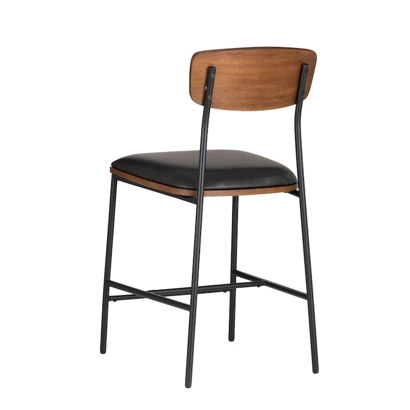25 Inch Metal Faux Leather Counter Stool for Kitchen or Bar