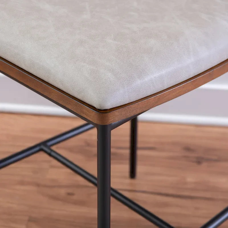 25 Inch Metal Faux Leather Counter Stool for Kitchen or Bar