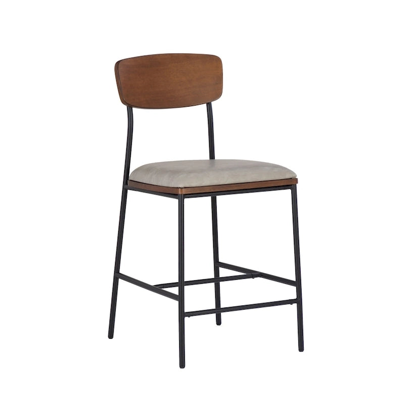 25 Inch Metal Faux Leather Counter Stool for Kitchen or Bar