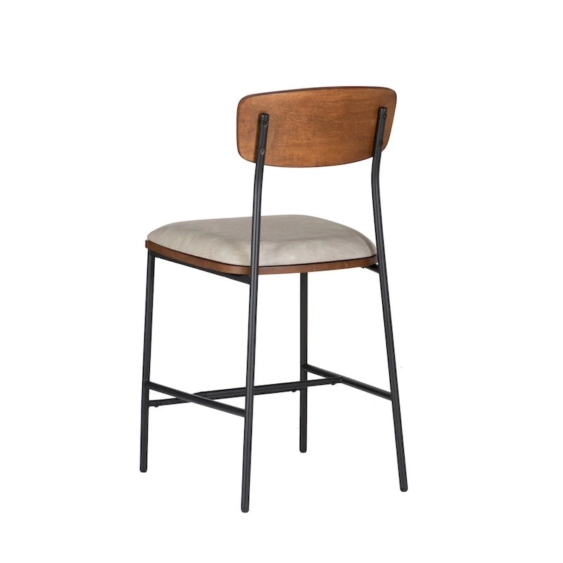 25 Inch Metal Faux Leather Counter Stool for Kitchen or Bar