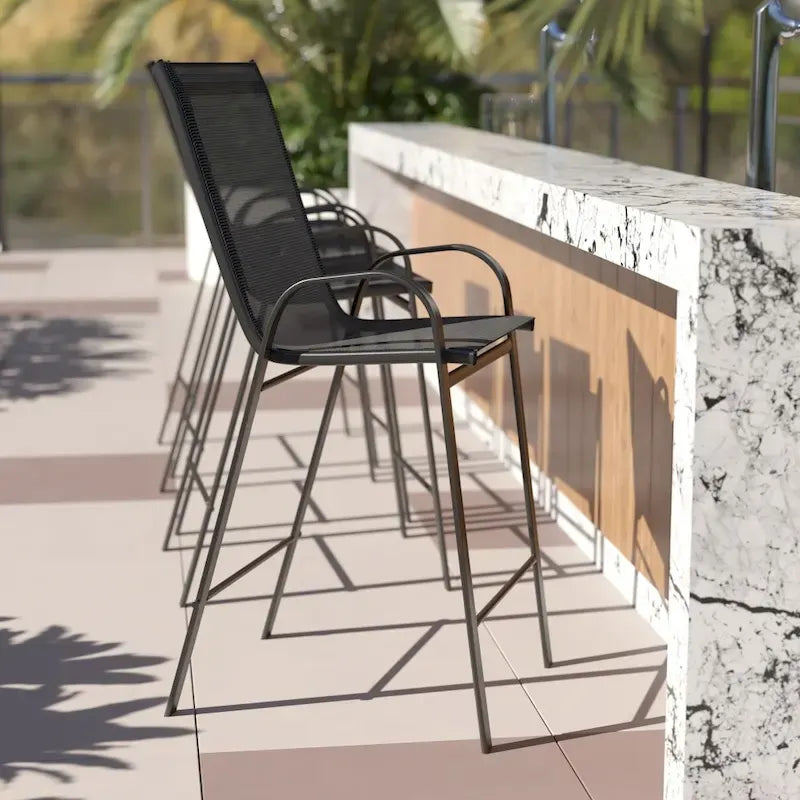 4-Pack Outdoor Patio Barstools with Armrests and Footrest
