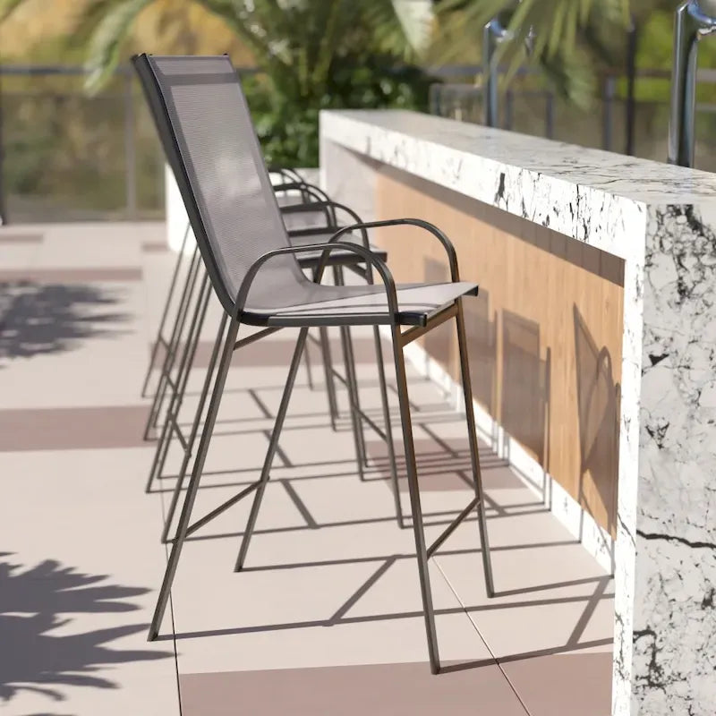 4-Pack Outdoor Patio Barstools with Armrests and Footrest