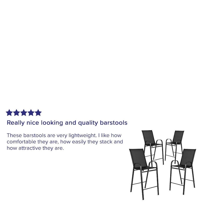 4-Pack Outdoor Patio Barstools with Armrests and Footrest