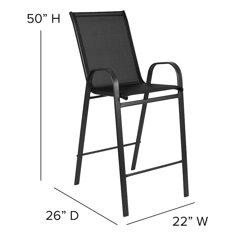 4-Pack Outdoor Patio Barstools with Armrests and Footrest
