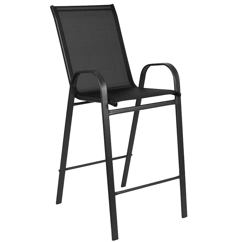 4-Pack Outdoor Patio Barstools with Armrests and Footrest