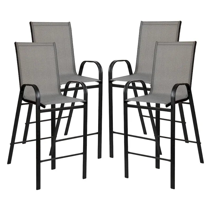 4-Pack Outdoor Patio Barstools with Armrests and Footrest