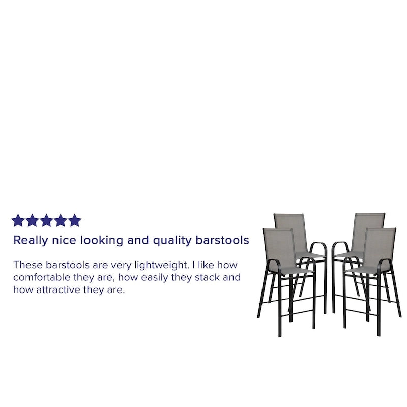 4-Pack Outdoor Patio Barstools with Armrests and Footrest
