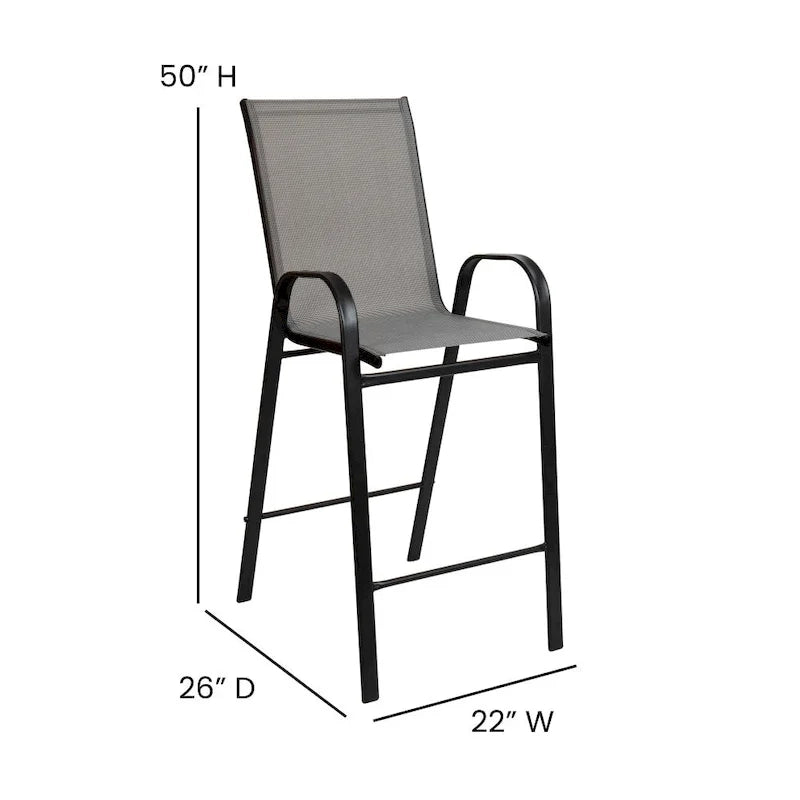4-Pack Outdoor Patio Barstools with Armrests and Footrest