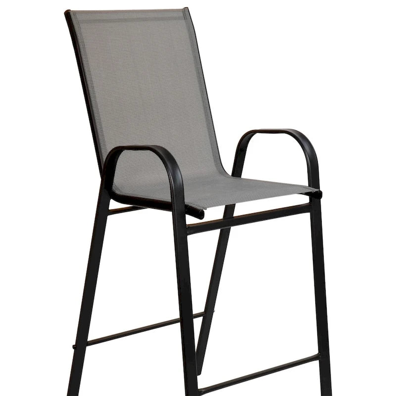 4-Pack Outdoor Patio Barstools with Armrests and Footrest