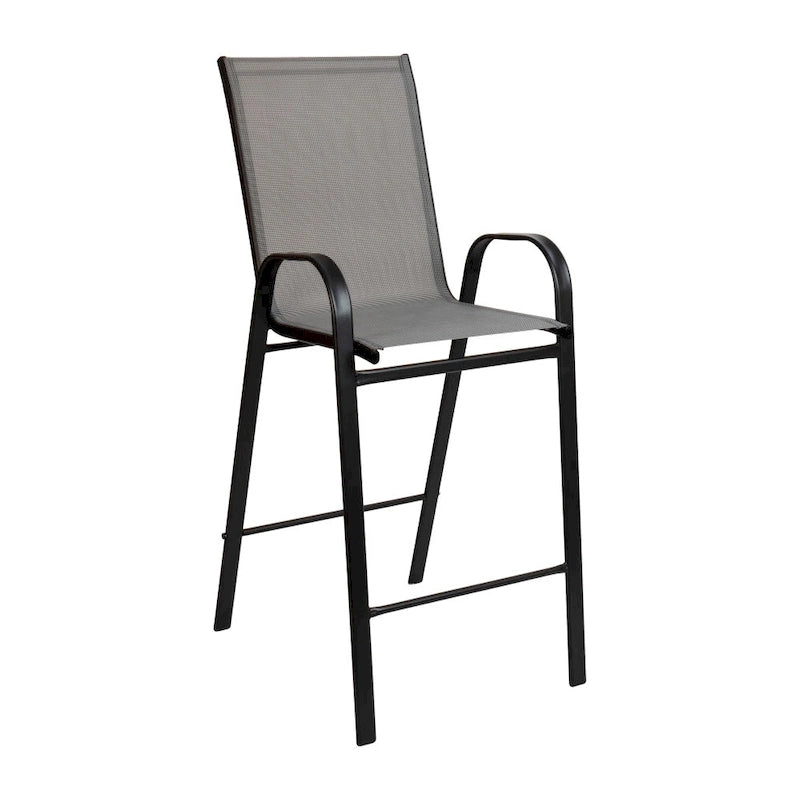 4-Pack Outdoor Patio Barstools with Armrests and Footrest