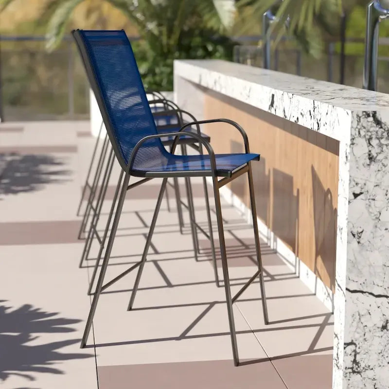 4-Pack Outdoor Patio Barstools with Armrests and Footrest