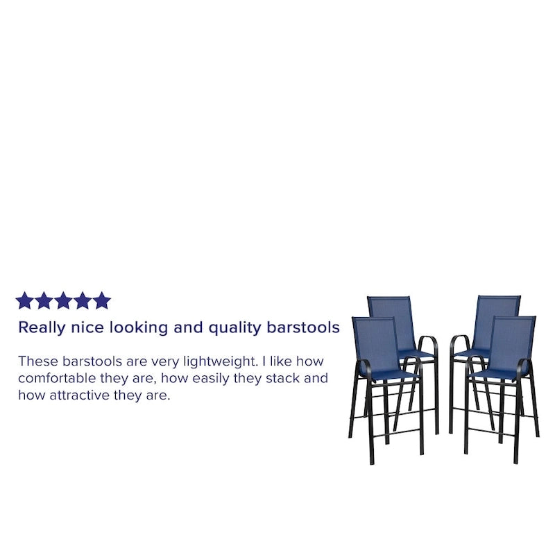 4-Pack Outdoor Patio Barstools with Armrests and Footrest
