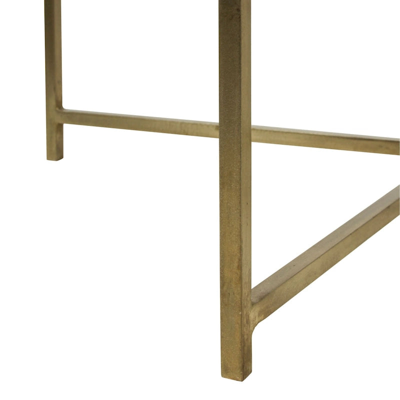 Antique Brass Etched Floral Tray-Top Accent Table