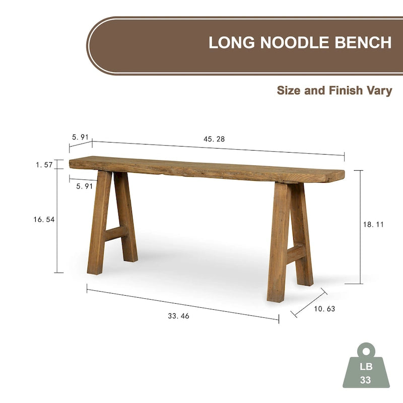 43 Inch Natural Wood Small Bench for Entryway Hallway or Patio