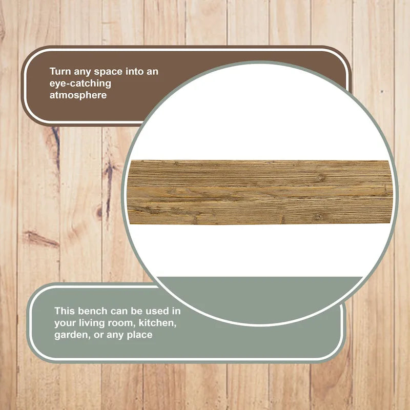 43 Inch Natural Wood Small Bench for Entryway Hallway or Patio