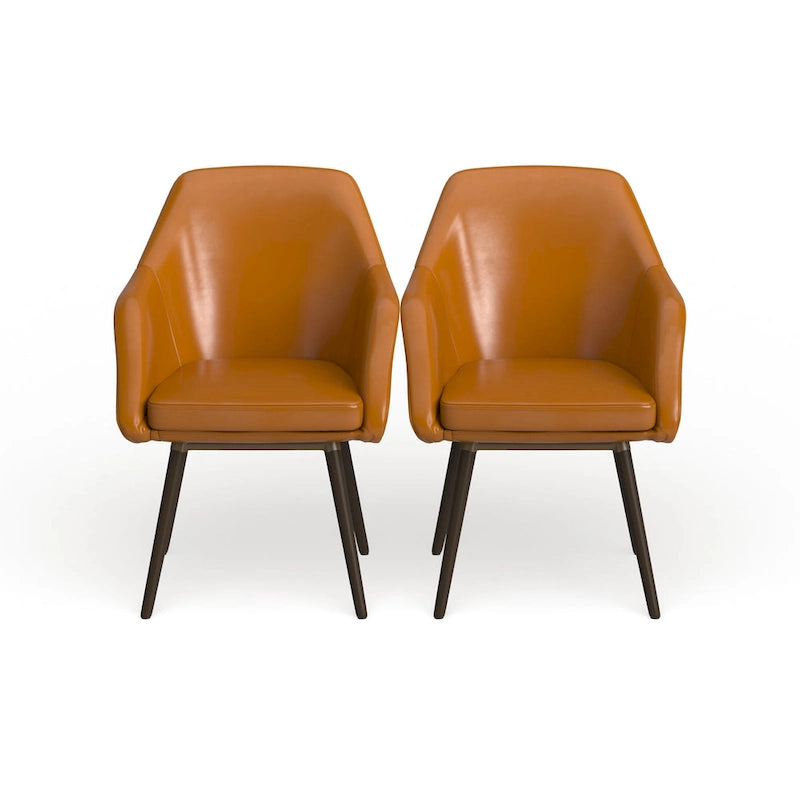 Faux Leather Armchair Set of 2 in Cappuccino
