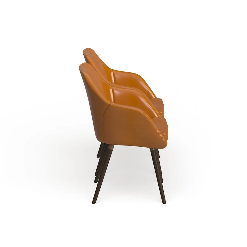 Faux Leather Armchair Set of 2 in Cappuccino
